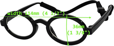 G002 Dog Pet Clear Lens Costume Glasses Small to Medium Breeds 12LBS~30LBS Prop Photoshoot Sunglasses (Th Oval Black-Clear)