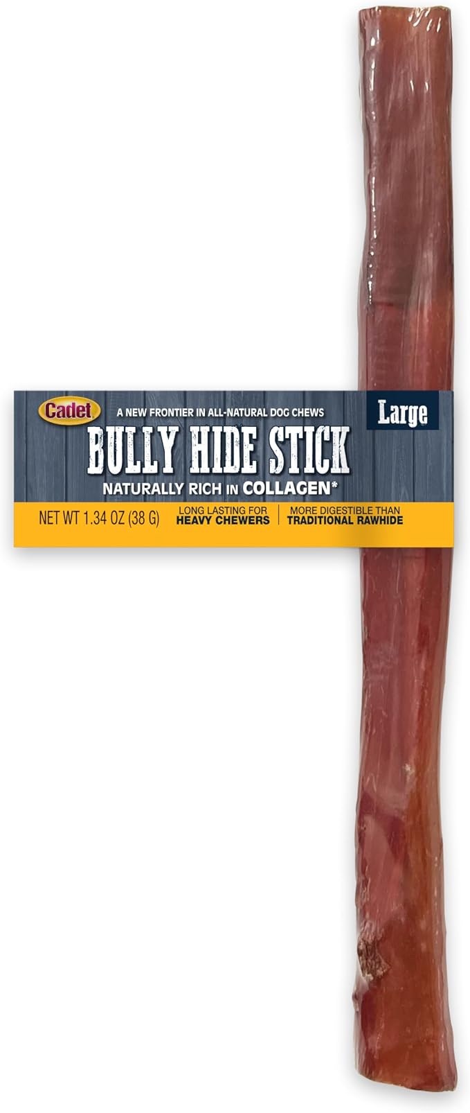 Bully Hide Sticks for Large Dogs, All-Natural Beef Pizzle, Limited-Ingredient Long-Lasting Dog Chews for Aggressive Chewers, 1 Count