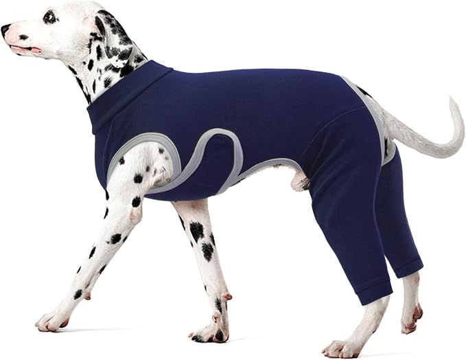 Kuoser Dog Surgery Recovery Suit, Professional Dog Surgical Suit for Back Legs, Soft Dogs Recovery Sleeve to Prevent Licking Biting Wounds, Dogs Onesie After Surgery Elbow Protector, Blue M