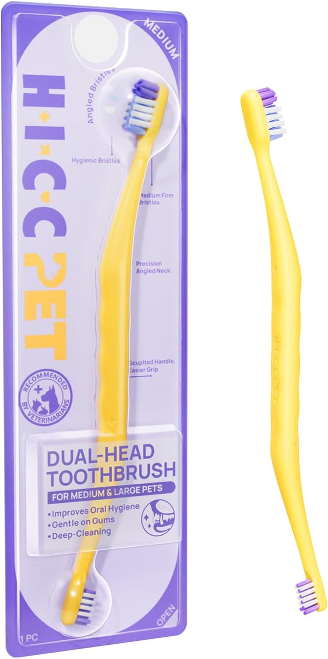 Toothbrush for Dogs & Large Cats, Vet-Recommended Ergonomic Pet Toothbrush for Easy Teeth Cleaning, Gentle on Gums, Cat & Dog Dental Care, Improves Oral Hygiene. Toothpaste Not Included