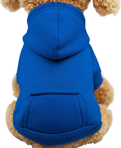 Jecikelon Soft Dog Hoodies for Small Dogs, Fleece Puppy Sweatshirt with Pockets, Warm Winter Cold Weather Coats for Pet Cat, Cute Clothes Puppy Costume (Dark Blue, Large)