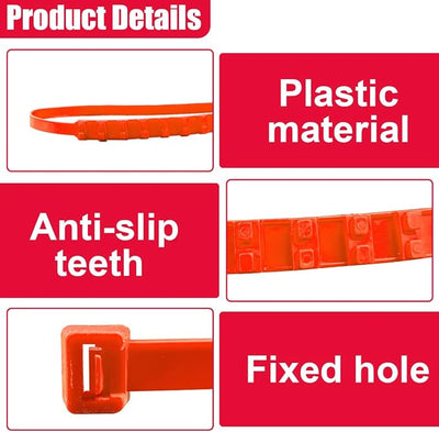 12PCS Car Snow Tire Chains, Reusable Portable Plastic Adjustable Snow Chains, Anti-Skid Zip Ties for Mud Mountain Road, Car Emergency Traction Cables for Safety Winter Driving (Orange)