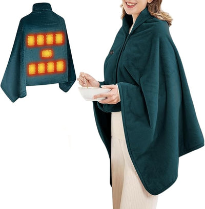 Heated Shawl Wraps for Women Rechargeable Portable Heated Blanket Soft Cordless USB Electric Heated Blanket Zipper