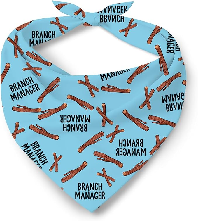 Funny Dog Bandana, Tree Stick Print Pet Scarf, Branch Manager Text Trendy Humor Dog Accessories for Small Medium Dogs, Funny Gift for Pet Owners
