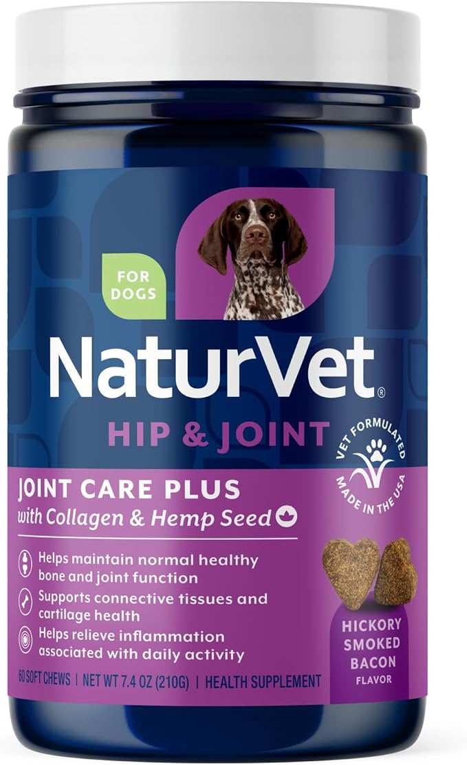 Hemp Advanced Joint Health Dog Supplement Plus Hemp Seed – Helps Support Joint Health in Dogs – Includes, Collagen, Glucosamine, MSM, Chondroitin, Omegas – 60 Ct.