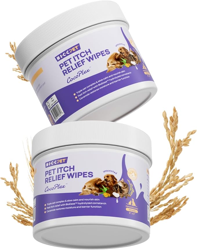 Itch Relief Wipes for Dogs & Cats, Rapidly Relieves Itching, Soothes Hot Spots and Skin Irritations Hypoallergenic Hot Spot Treatment Wipes, Skin Soother for Dogs - 200 Count