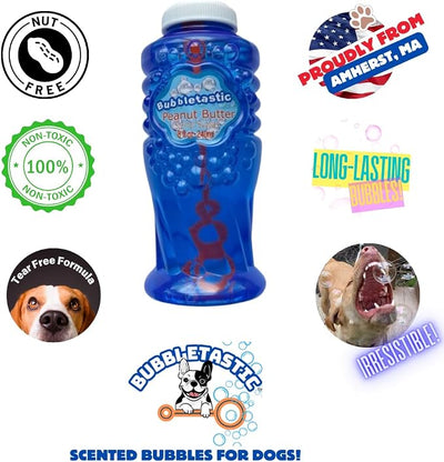 Bubbletastic Peanut Butter Scented Dog Bubbles 8 Ounce Bottle, Non Toxic, Tear Free