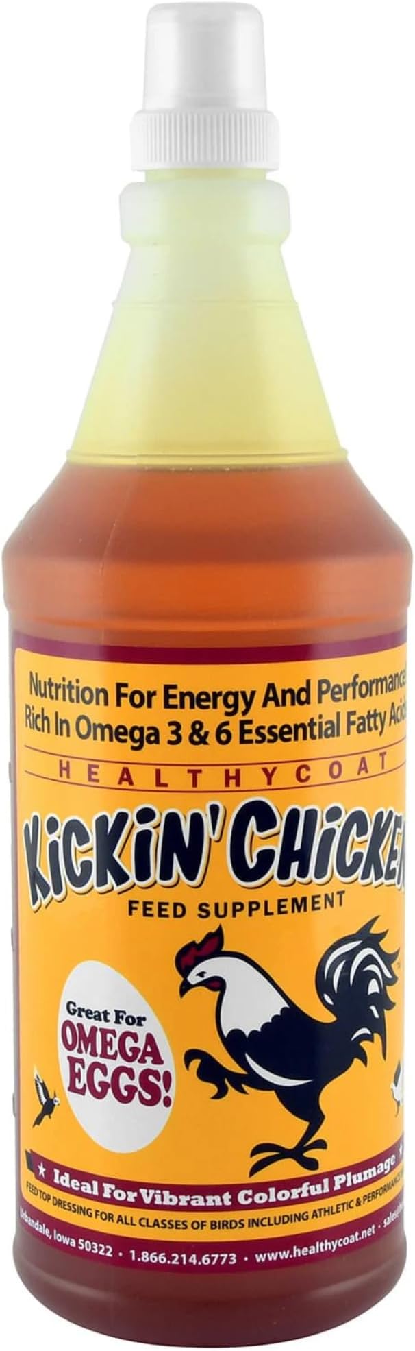 Kickin Chicken Feed Supplement, Quart, for Better Plumage, Eggs, Immune System, and Attitude