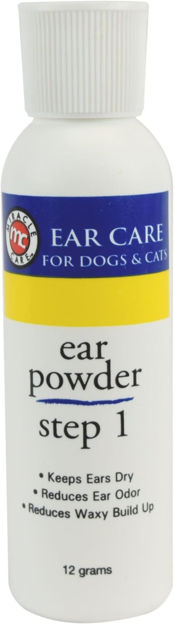 Ear Powder for Dogs and Cats, 12 Grams, Aids Hair Removal from Ear Canal, Keeps Ears Dry, Reduces Odor and Waxy Build Up