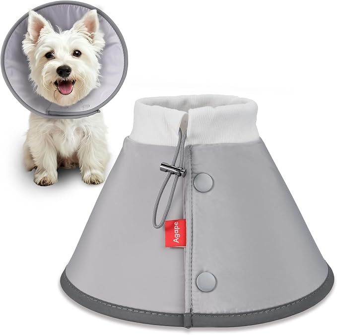 Agape Soft Dog Cone for Small Dogs & Cats, Recovery Collar to Stop Licking | Comfy E-Collar Alternative for Puppies, Adjustable Cloth Cone After Surgery, Protective Neck Cone for Kittens, Washable