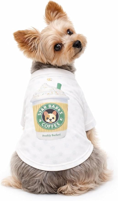 Everything Chic Luxury Designer Dog T-Shirt Trendy Puppy Clothes for Small Dogs, Fashion Pet Tee for French Bulldogs & Chihuahuas, Soft Cotton-Blend, StarbarksTee, Small