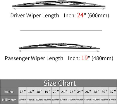 Replacement for Chevrolet Impala Windshield Wiper Blades - 24"+19" Front Window Wiper - fit 2014-2018 Vehicles - OTUAYAUTO Factory Aftermarket