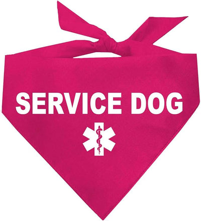 Service Dog Dog Bandana | 100% Cotton Adjustable Triangle |Service Dog | Working Animal | Assistance |Hot Pink, One Size (307)
