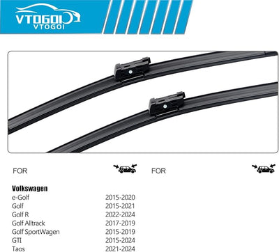 OEM Windshield Wiper Blades Replacement for VolksWagen VW Golf 2015 2016 2017 2018 2019 2020 2021 Golf R 2022-2024, All Weather Original Factory Quality Front & Rear Wipers Set 26"+18"+11" (Pack of 3)