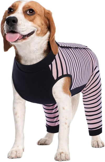 Kuoser Dog Recovery Suit with Anti Licking Rear Leg Sleeve, Pink M | Abdominal Dog Surgical Suit with Pants Cover Protect Wounds, Dogs Elbow Protector Soft Pet Surgery Onesie Cone Alternative