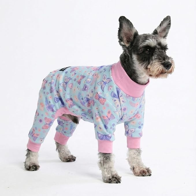 Spark Paws Dog Pajama, Dog Recovery Suit Male, Onesie, Ultra-Soft and 4-Way Stretch, for Small Medium and Large Breed - Butterfly Dreams - M