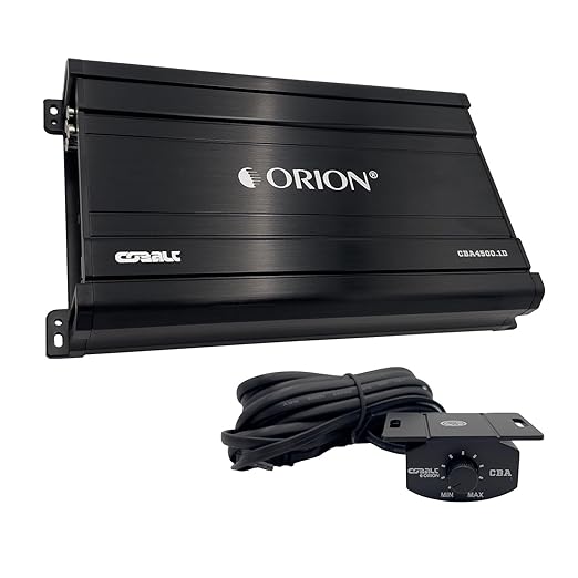 Orion Cobalt CBA4500.1D Monoblock 1-Channel Class D Amplifier for Car Subwoofer, 4500W Max, 1200W RMS, 1/2/4 Ohm Stable, Adjustable Low Pass with Bass Boost, MOSFET Power Supply, Bass Knob Included