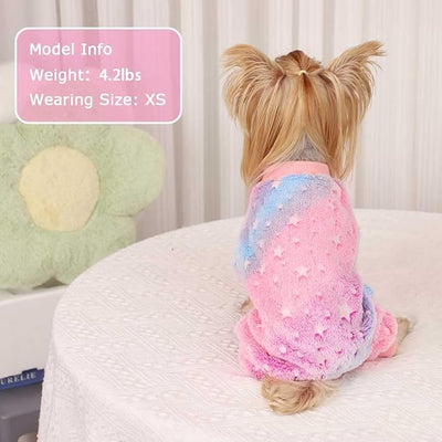 Sebaoyu Dog Pajamas for Small Dogs, Glow in Dark Tie Dye Unicorn Sweater, Super Soft Velvet Material Chihuahua Yorkie Tiny Clothes Outfits(XX-Small,Star)