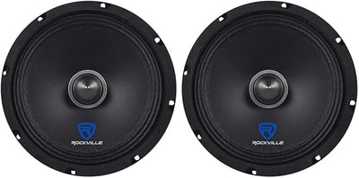 Rockville RXM84 8 Inch 250W Peak / 125W RMS 4 Ohm Mid-Bass/Mid-Range Car Audio Speaker, Kevlar Reinforced Cone, CEA Compliant, High SPL, for Car Audio Enthusiasts, 2-piece