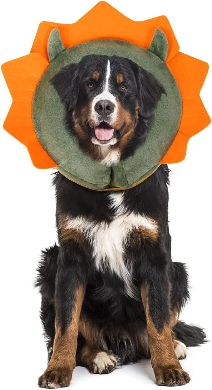 Inflatable Recovery Dog Collar, Protective Donut Cone, Adjustable Soft Collar for Dog and Cat After Surgery Prevent from Biting & Scratching EU002 - Green Demon M