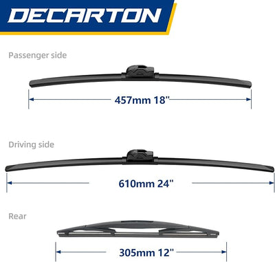 Wiper Blades Replacement for Nissan Pathfinder 2005-2012 | Windshield Wipers-3 Pieces of Car Front and Rear Window Wiper Blade (24+18+12)