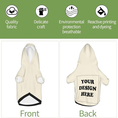 Dog Clothes, Custom Dog Hooded Sweatshirt, Personalized Pet Costume Robe Shirt with Text/Image/Club Name/Pet Shop Logo for Small Medium Large Dogs and Cats, CreamYellow, XXS