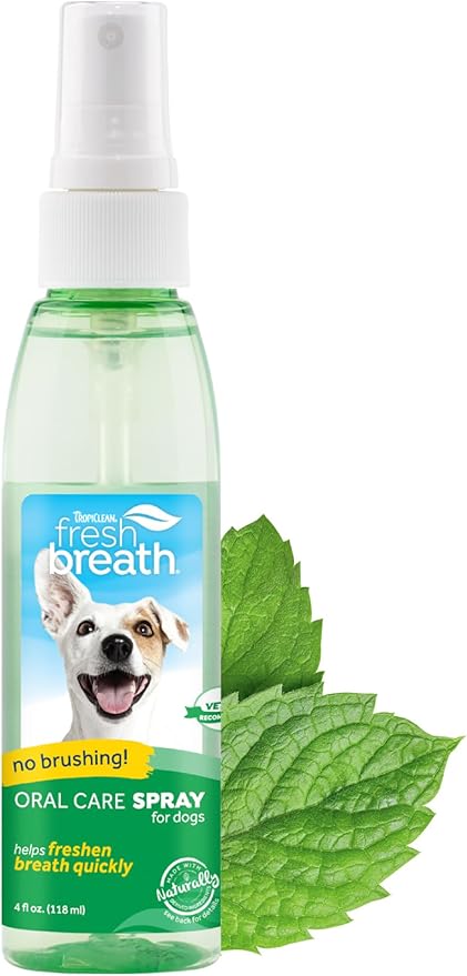 Fresh Breath Oral Care Spray for Dogs & Cats | Dog Breath Spray | Mint Breath Freshener | Pet Bad Breath Treatment | Made in The USA | 4 oz