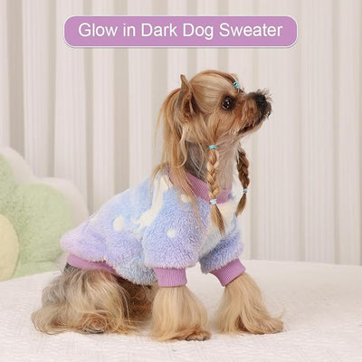 Dog Sweaters for Medium Dogs Girl Male, Soft Fleece Sweater, Glow in The Dark Pet Dog Winter Clothes for Medium Dogs Boy Girl, Fuzzy Sweatshirts Flannel Jacket Puppy Coat,M,Pink