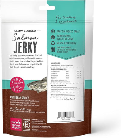 The Honest Kitchen Human Grade Dog Treats: Slow Cooked Jerky Salmon Recipe 5.4 oz Pouch