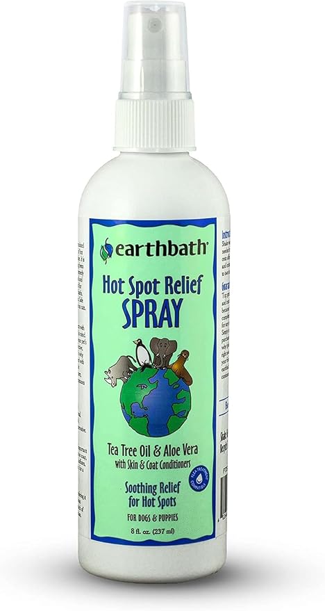 earthbath, Hot Spot Relief Spray - Tea Tree Oil Hot Spot Treatment for Dogs, Best Dog Shampoo for Itching & Skin Conditions, Made in USA, Cruelty Free Itch Relief for Dogs - 8 Oz (1 Pack)