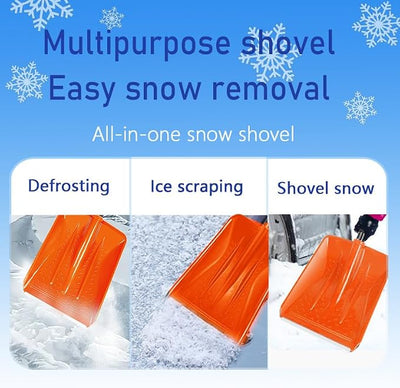 Snow Shovel，2026 Upgraded Lightweight Steel Handle Snow Removal Tool, Kids Snow Shovel, Suitable for Emergencies, Car Driveways, Gardens, Camping (Orange