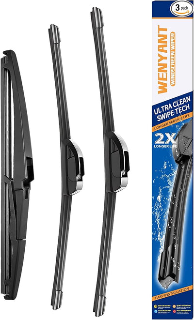 24"/18"/11" Windshield Wipers Compatible with Hyundai Venue 2019 2020 2021 2022 2023 2024 2025 Front and Rear Wiper Blades for My Car Automotive Replacement (Set of 3)
