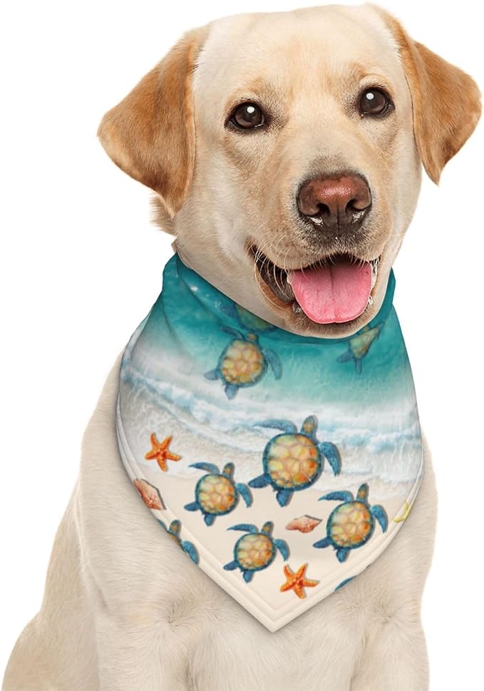 Beach Sea Turtle Starfish Seashell Ocean Dog Bandana Scarf Triangle Bibs Pet Accessories Cat Kerchief