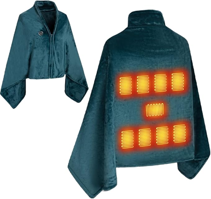 Heated Blanket Electric Throw Shawl Wraps for Women USB Powered Fast Heating Electric Blanket Zipper Fleece Warm Shawl