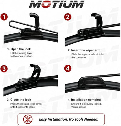 MOTIUM Windshield Wiper Blades 26"+24", All-Season, Set of 2 | OEM Quality, Easy Installation, Streak Free