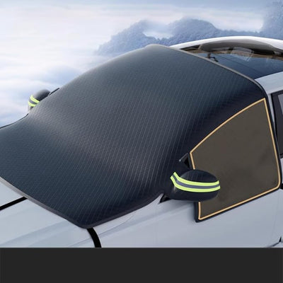 Magnetic Windshield Cover for Tesla Model X(6seats) 2015-2023, Snow and Ice 4-Layer Frost Protector with Side Mirrors Waterproof for Vehicles