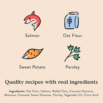 Bocce's Bakery Oven Baked Salmon Recipe Treats for Dogs, Wheat-Free Everyday Dog Treats, Made with Real Ingredients, Baked in The USA, Natural Soft & Chewy Cookies, Salmon, 6 oz (Pack of 12)