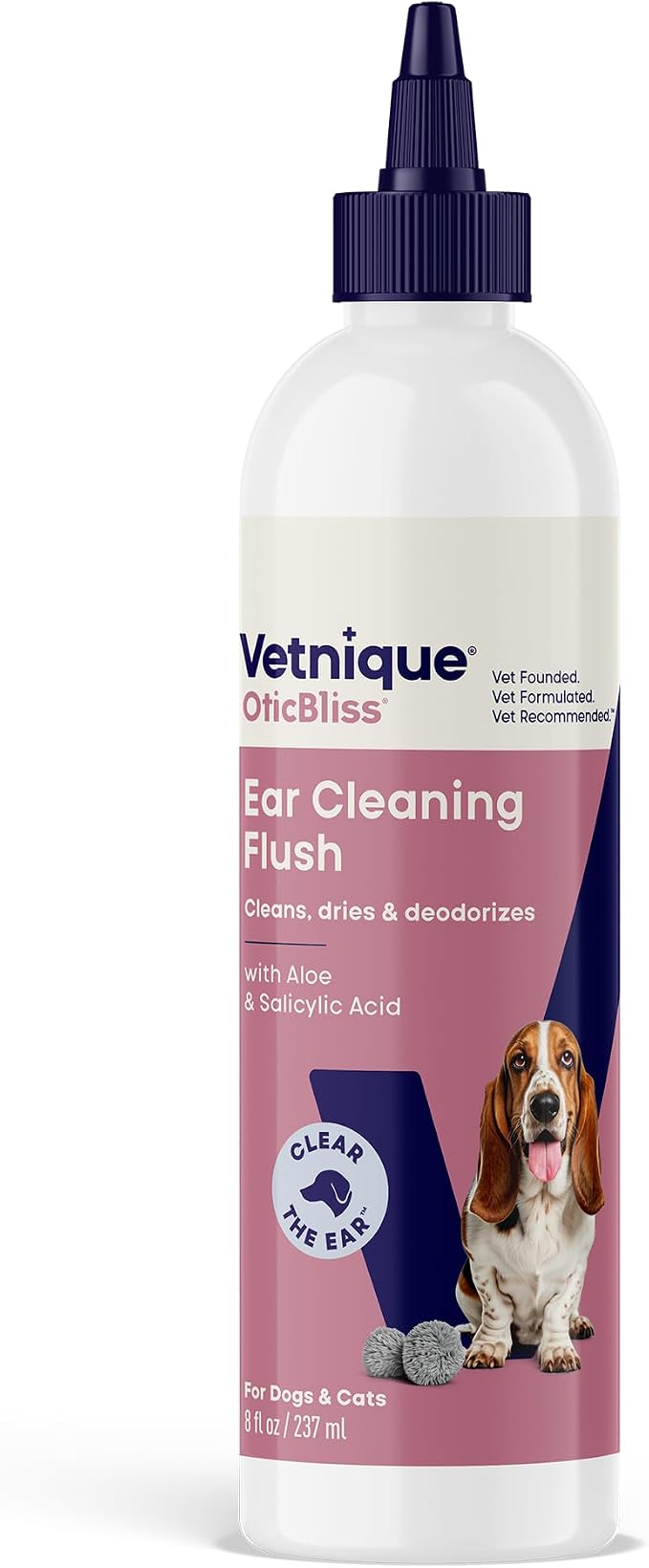 Oticbliss Cat & Dog Ear Cleaner & Drying Flush for Wax & Odor | Chloroxylenol, Salicylic Acid & Aloe Vera Flush Cleans Wax, Dirt and Odor and Soothes Itchy Ears; Safe for Dogs and Cats