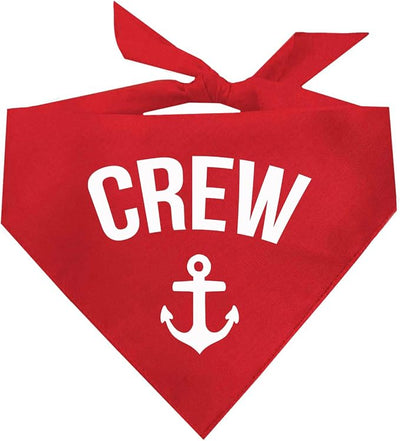 Crew Anchor Boat Dog Bandana | 100% Cotton | Made in USA | Boat & Fishing | Captain | Beach & Lake | Summer | Outdoors | Father's Day | Red, One Size