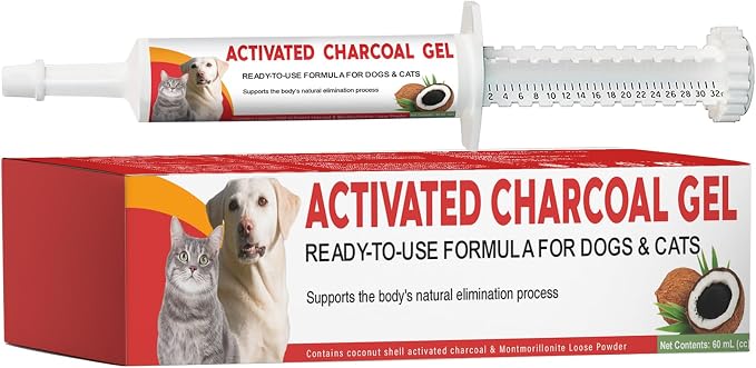 Activated Charcoal for Dogs & Cats, Emergency Pet First Aid for Accidental Ingestion & Digestive Support, Essential Camping Survival Remedy, Ready-to-Absorb Toxins - 60mL