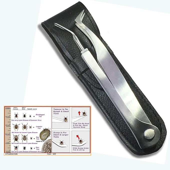 Tick Remover Tool Kit & Tick Identifier Card - Hygienic Stainless Steel