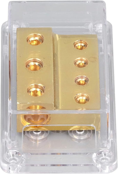 1 In 4 Out Power Distribution Block, Fuse Holder for Car Audio Amplifier Wiring, Fireproof 4AWG Input 2AWG Output Power Fuse Box for Cars Trucks Yachts