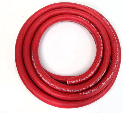KnuKonceptz Bassik 1/0 Gauge AWG Primary Automotive Battery Power/Ground Wire Cable - Red 20 Feet