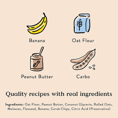 Bocce's Bakery PB Banana Chip Recipe Treats for Dogs, Wheat-Free Everyday Dog Treats, Real Ingredients, Baked in The USA, Natural Soft & Chewy Cookies, Peanut Butter, Bananas, & Carob, 6 oz