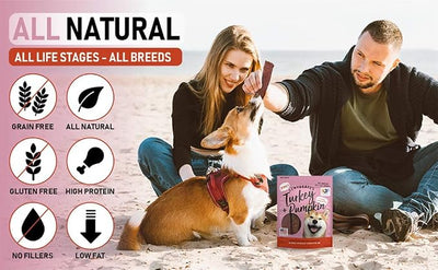 PET JERKY FACTORY Turkey & Pumpkin 12 oz. Dog Jerky Treats | 100% Human Grade | USA Made-| High Protein-| Grain Free-| Limited Ingredients-| No Filler-| BHA-BHT Free-| Soft-Tender,(Pack of 2)