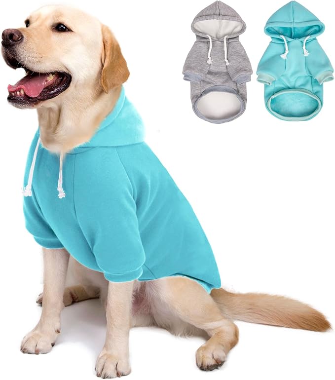 2-Pack Dog Hooded Sweaters & Jackets - Soft Dog Clothes Hoodie for Small/Medium/Large Dogs & Cats | All-Season Comfort & Fit, Stylish Pet Shirts Apparel & Accessories (Light Blue, Grey, XX-Large)