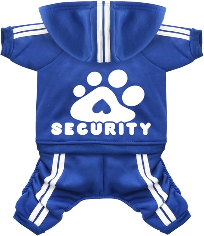 Dog Hoodie Security Clothes 4 Legs Jumpsuit Sweatshirt Hoodies Soft & Warm Dog Outfit Pullover Dog Winter Clothes Sweater for Small Medium Large Dogs Cats(Blue, Small)