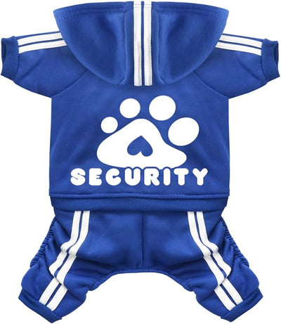 Dog Hoodie Security Clothes 4 Legs Jumpsuit Sweatshirt Hoodies Soft & Warm Dog Outfit Pullover Dog Winter Clothes Sweater for Small Medium Large Dogs Cats(Blue, Small)