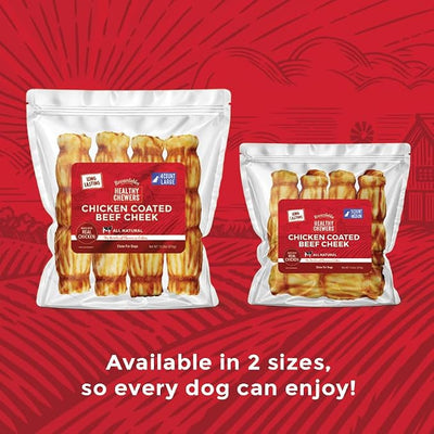 Rewardables Chicken Coated Beef Cheek Rolls for Dogs [9 Inch] — Long Lasting Chew, All Natural, No Artificial Flavors, 4 Pack — Aggressive Chewers, Large & Giant Dogs