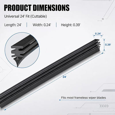 4 PCS 24 Inch Windshield Wiper Blade Refill, DIY Cuttable Adjustable Rubber Wiper Strip, Frameless Windshield Wiper Replacement Insert, Universal for Most Cars, SUVs, Trucks (Black)